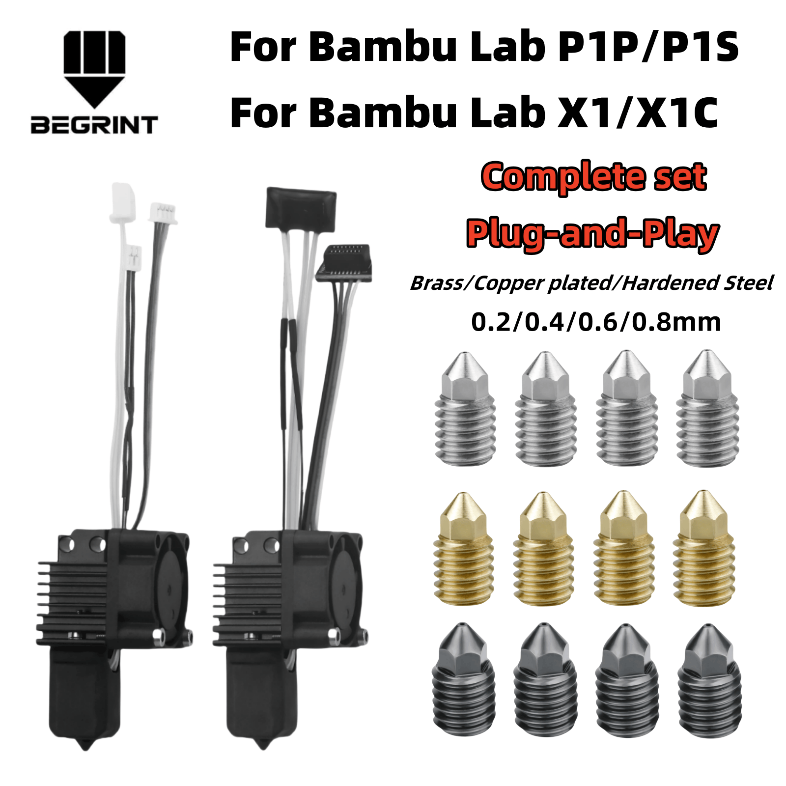Nozzle 0.4Mm Hardened - Untuk Bambu Lab X1C P1P P1S