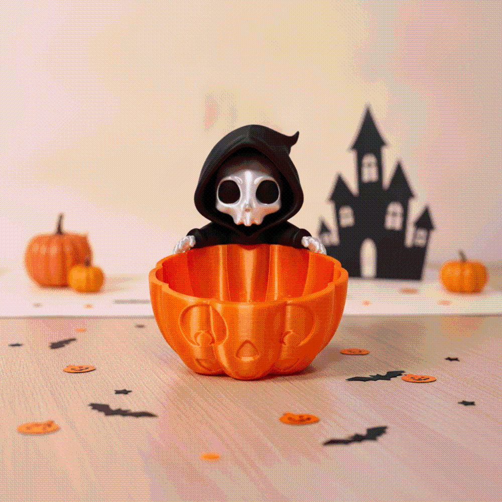 3D Printing Pla - Mangkuk Permen Grim Reaper Oranye, Cetakan