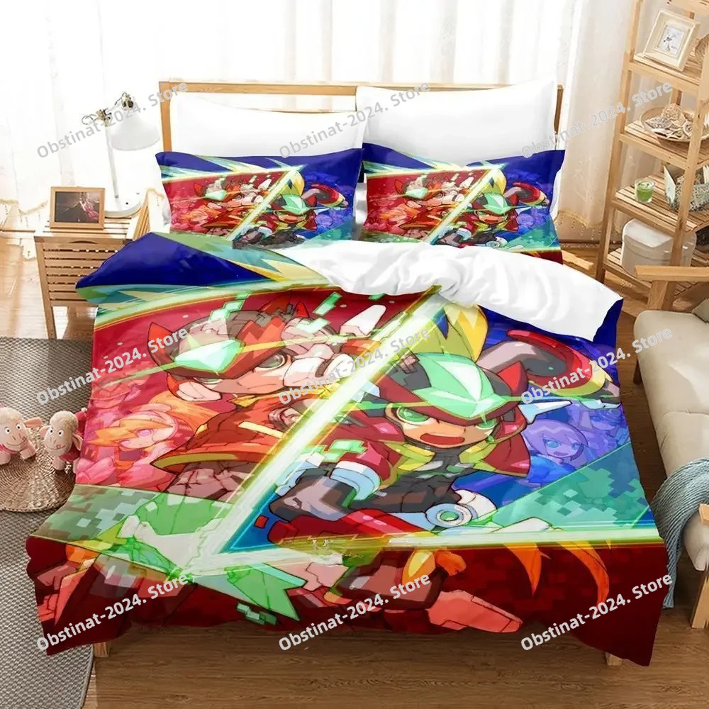 Set Sprei Anime 3D Mega Man Ze - 3D Printing Quilting ulasan dan harga
