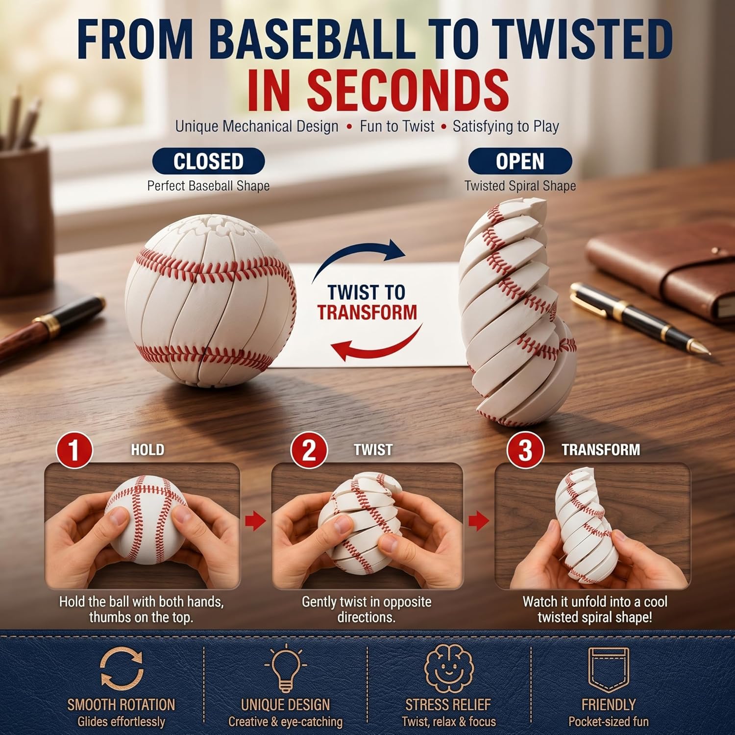 Mainan Bola Fidget Baseball 3D - 3D Printing Fidget Toys ulasan dan harga