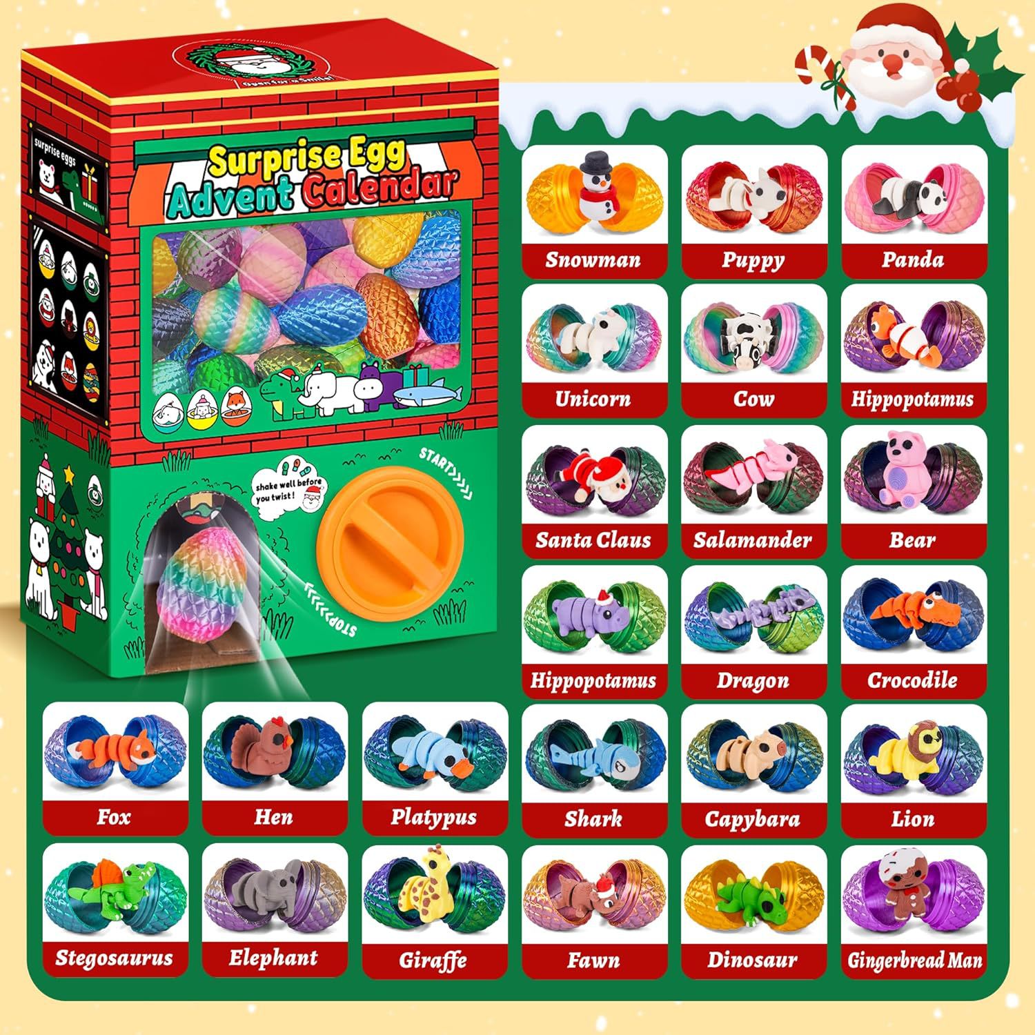 24pcs Telur Kejutan Cetak 3D B - 3D Printing Fidget Toys ulasan dan harga